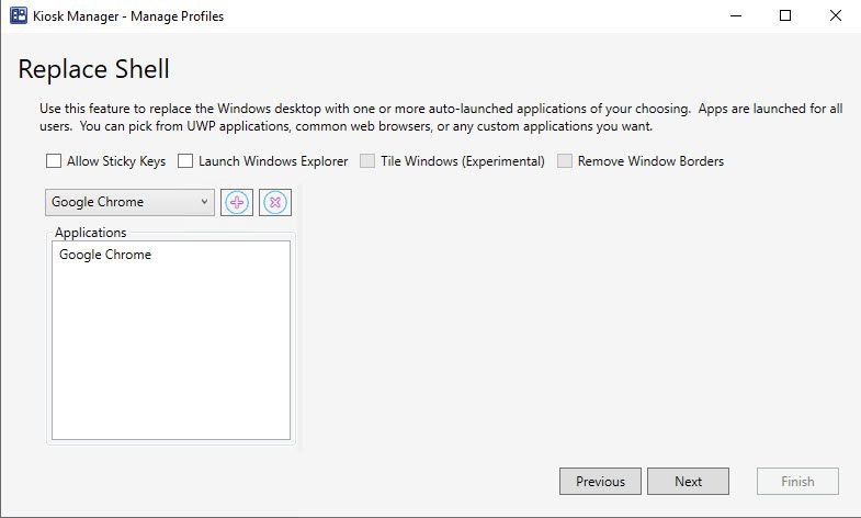 Kiosk Manager - Replace Shell
