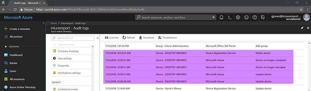Remove Intune - Audit Logs