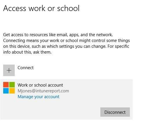 Remove Intune - Workplace Join - Disconnect