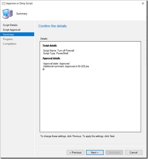 Run Scripts - Approve or Deny - Summary Node