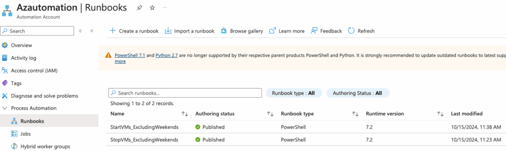 Minimize Azure AVD Costs - Runbooks