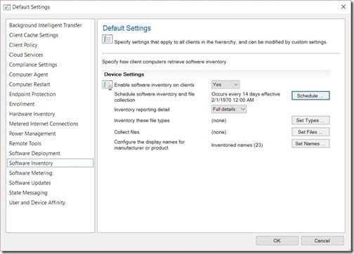 SCCM Software Inventory - Set Types