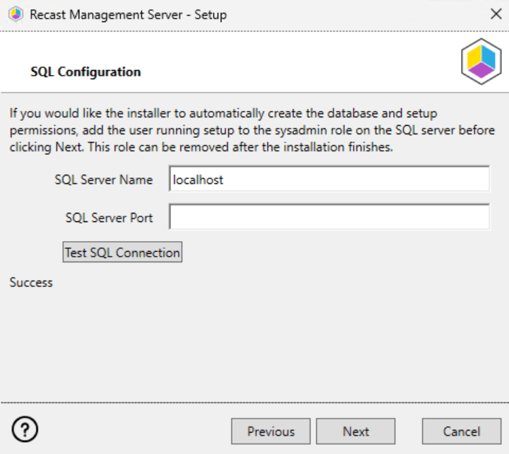 Installing Recast Management Server - SQL Configuration
