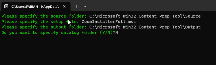 specify catalog folder