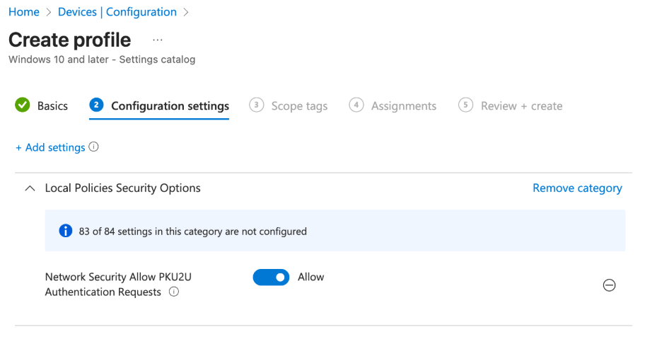 Understanding PKU2U - Profile Configuration Settings