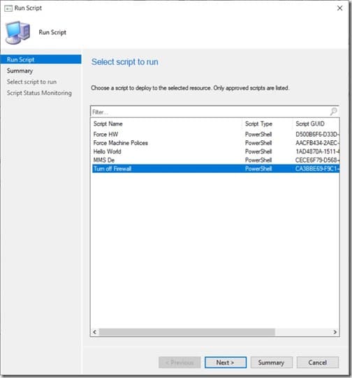 Run Scripts - Select Script Run Scripts - Select Script