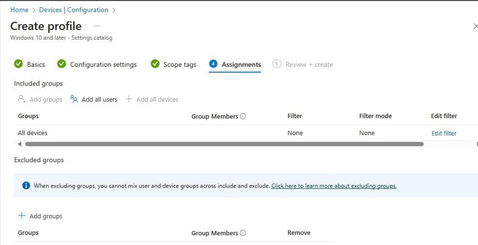 Enable Known Folder Move with Intune - define assignments