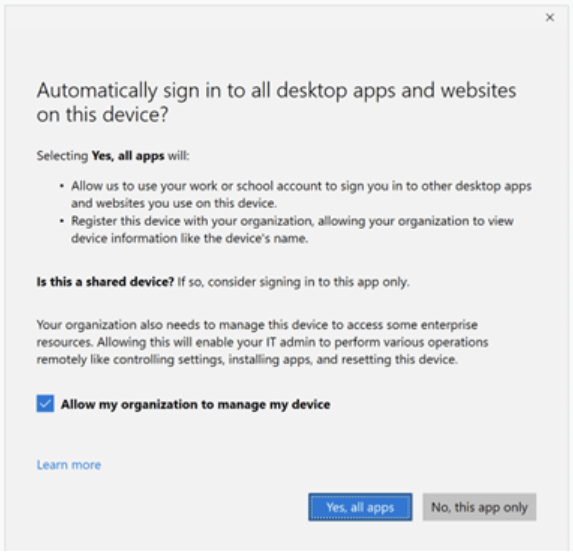 Block Personal Device Enrollment - Organization Management Old Interface