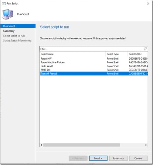 Run Scripts - Collection - Select Script