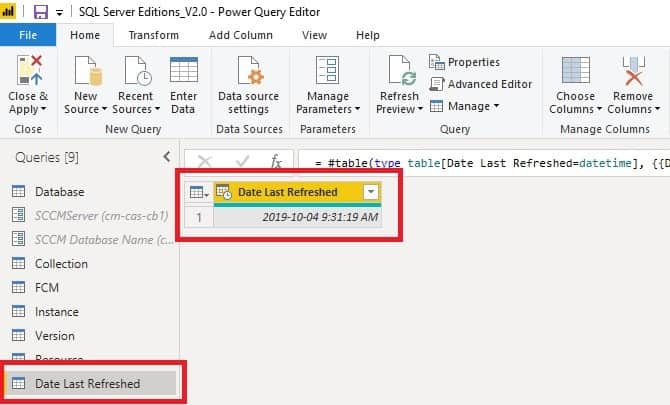 Add the Last Refreshed Date and Time - Table and Column Add the Last Refreshed Date and Time - Table and Column