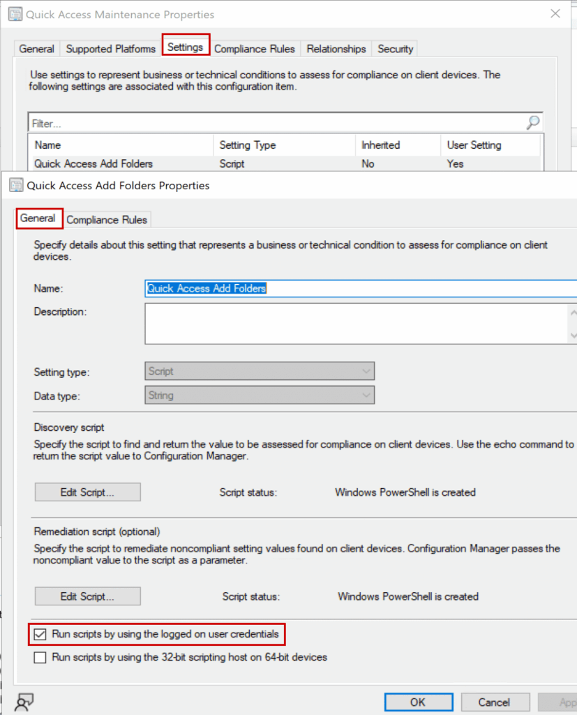Quick Access Add Folders Properties