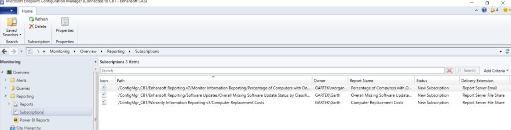 Windows File Share Subscription - Subscriptions Node