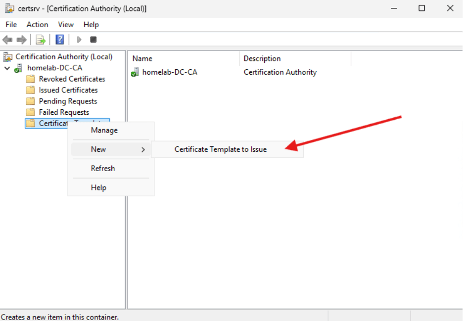 Creating a Certificate Authority - Certificate template issuance