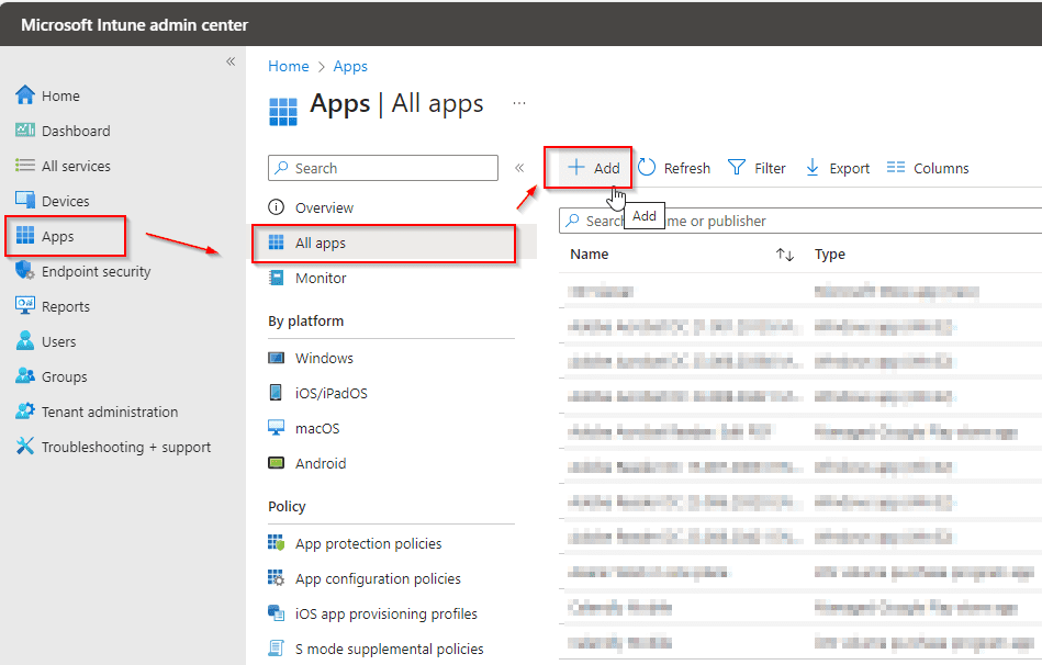Win 32 -->
Intune Admin Center --> Add App