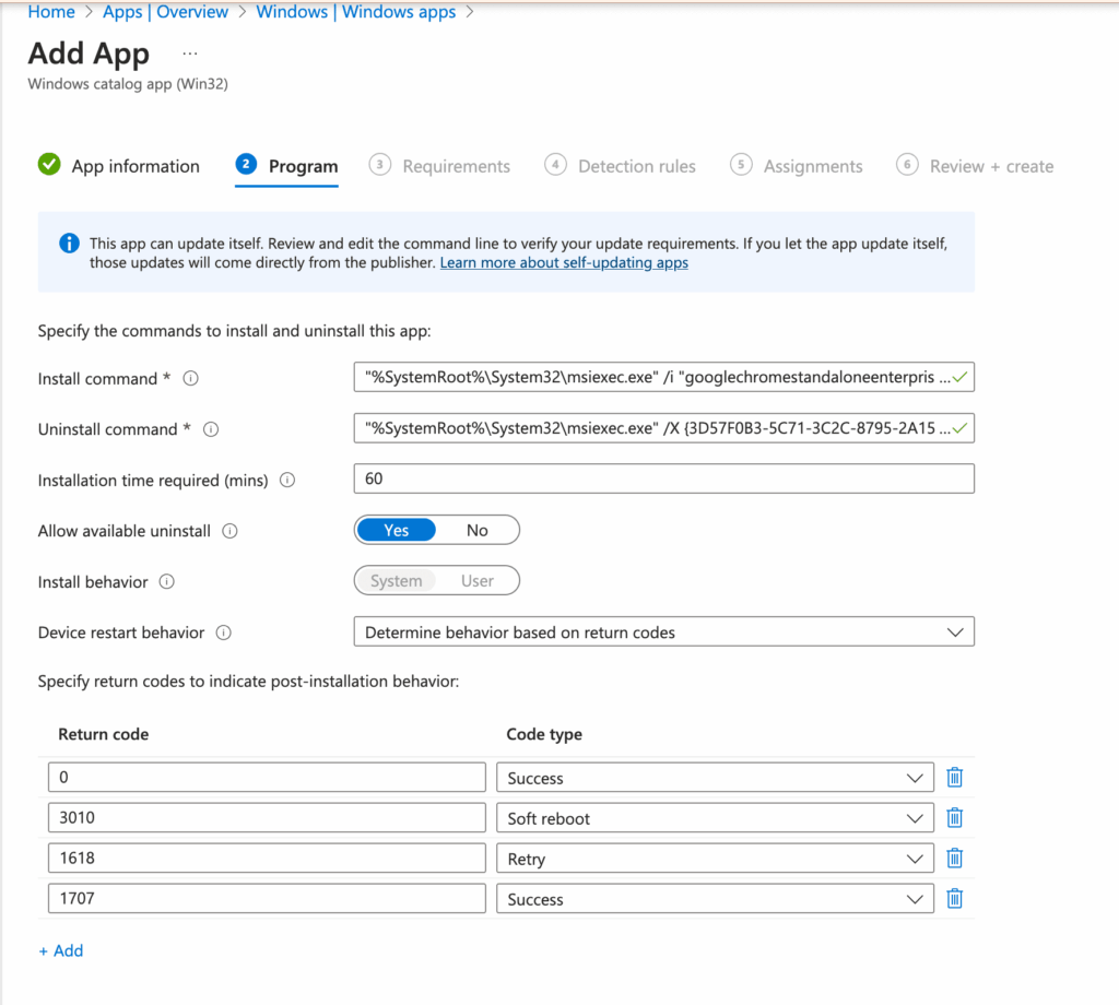 Intune Enterprise App Management - Program