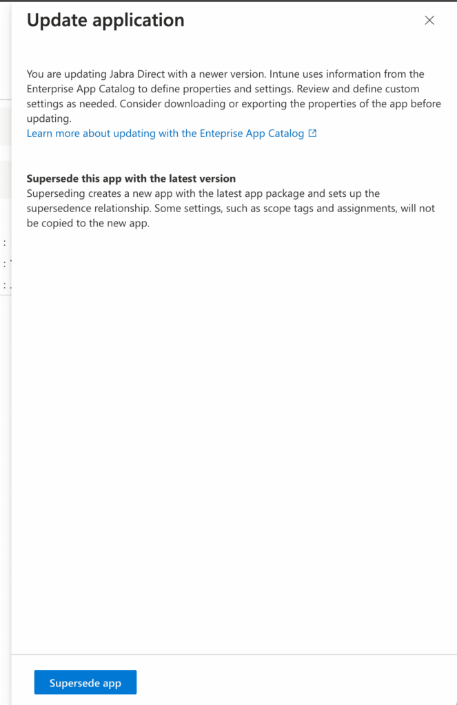 Intune Enterprise App Management - Supersede app