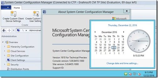 Does Installing the Latest ConfigMgr Current Branch TP Reset the Number of Evaluation Days Left-TP1610 Does Installing the Latest ConfigMgr Current Branch TP Reset the Number of Evaluation Days Left-TP1610