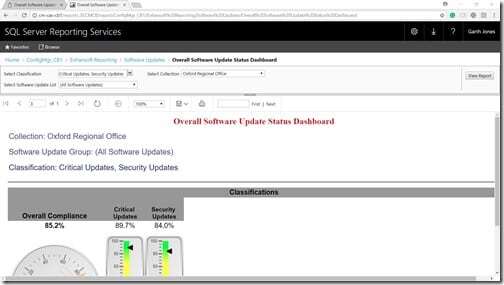 Dashboard - SCCM SSRS 2016 Chrome