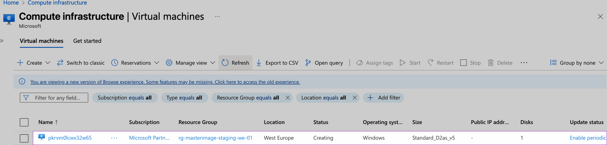 VM created