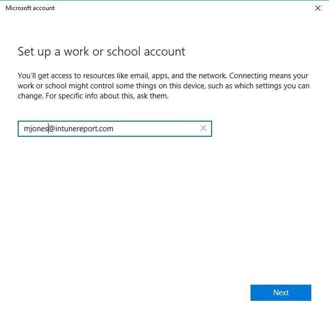 Enable Intune - Email Address