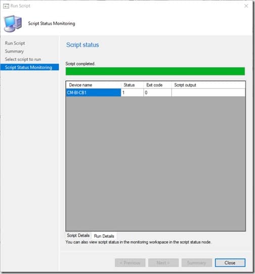 Run Scripts - Script Status