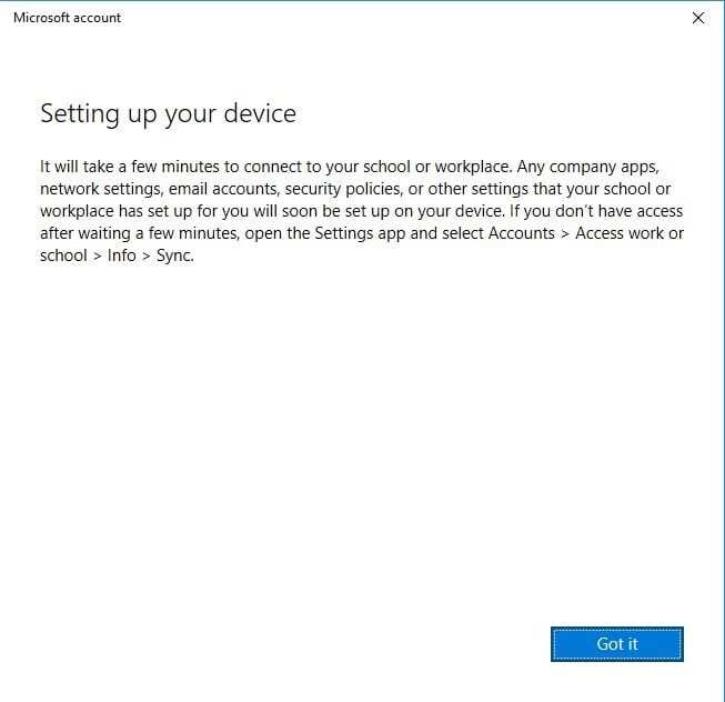 Enable Intune - Got It Button Enable Intune - Got It Button