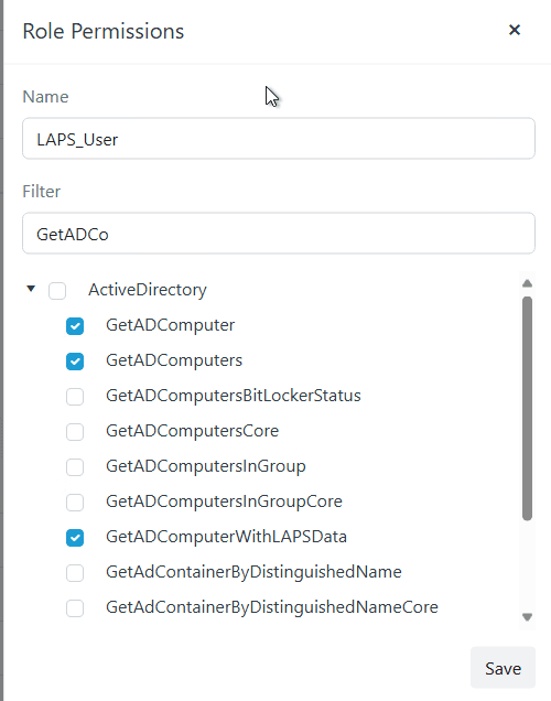 LAPS Role Permissions