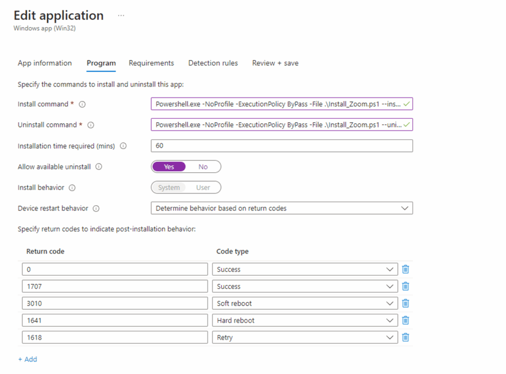 Update Apps in Intune with Dynamic Win32 - install and uninstall commands