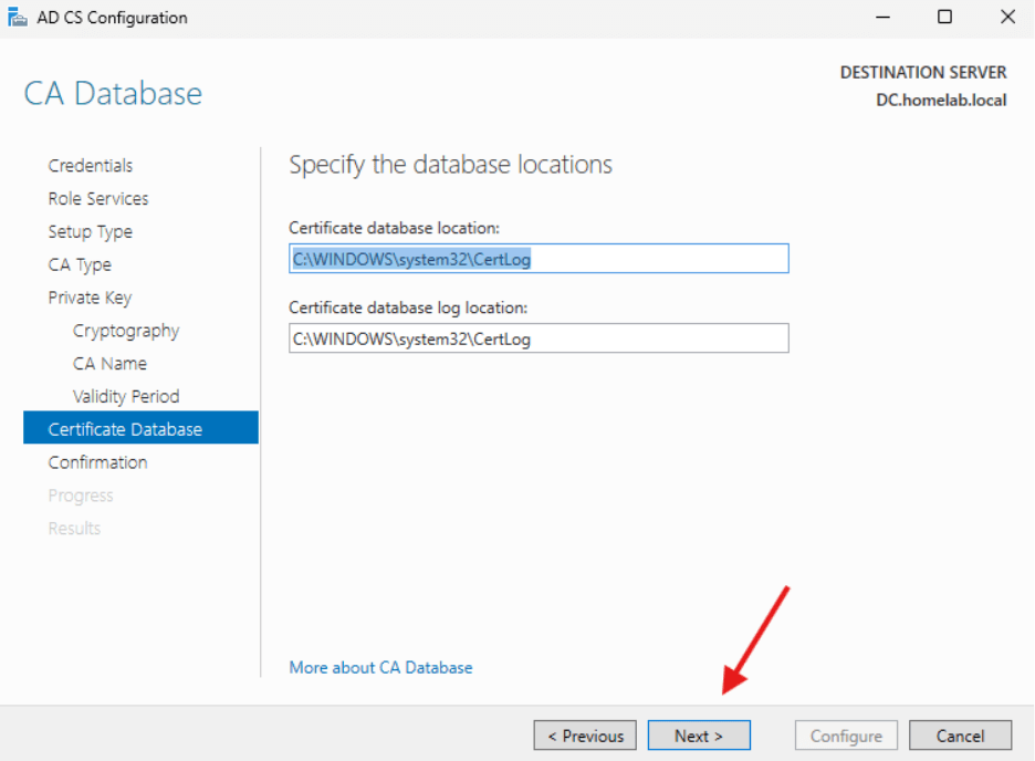 Creating a Certificate Authority - Certificate database locations