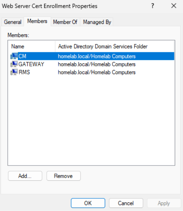 Creating a Certificate Authority - Enrollment properties