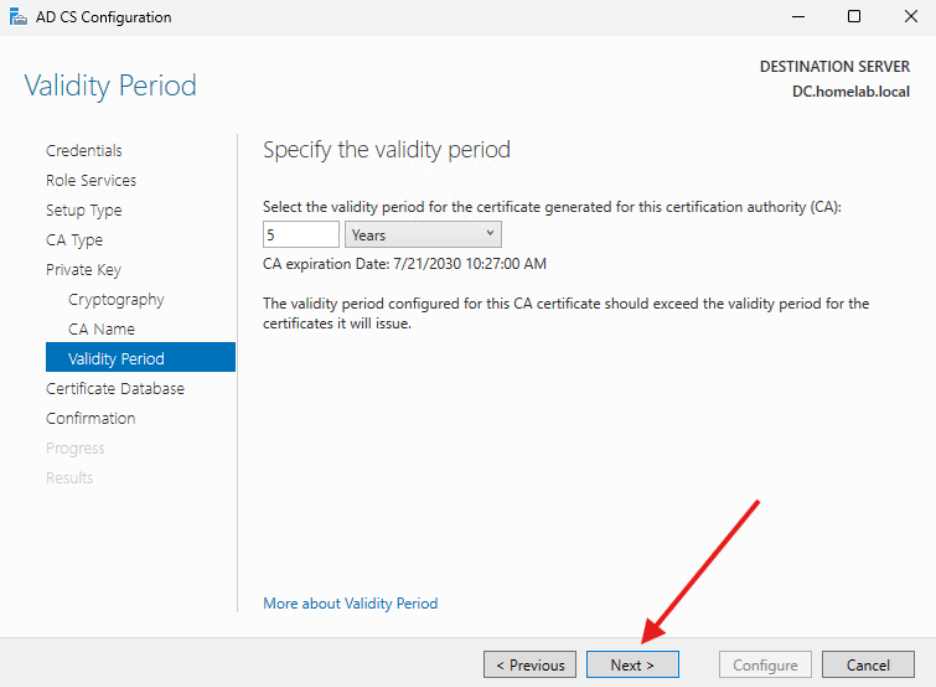 Creating a Certificate Authority - Validity Period