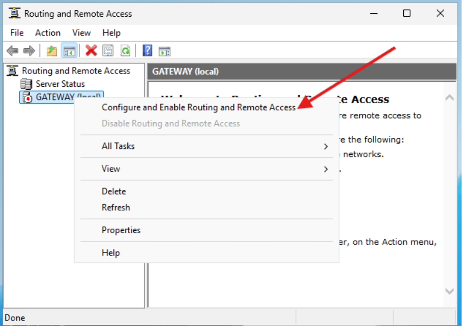 Gateway VM -  Routing and Remote Access configuration