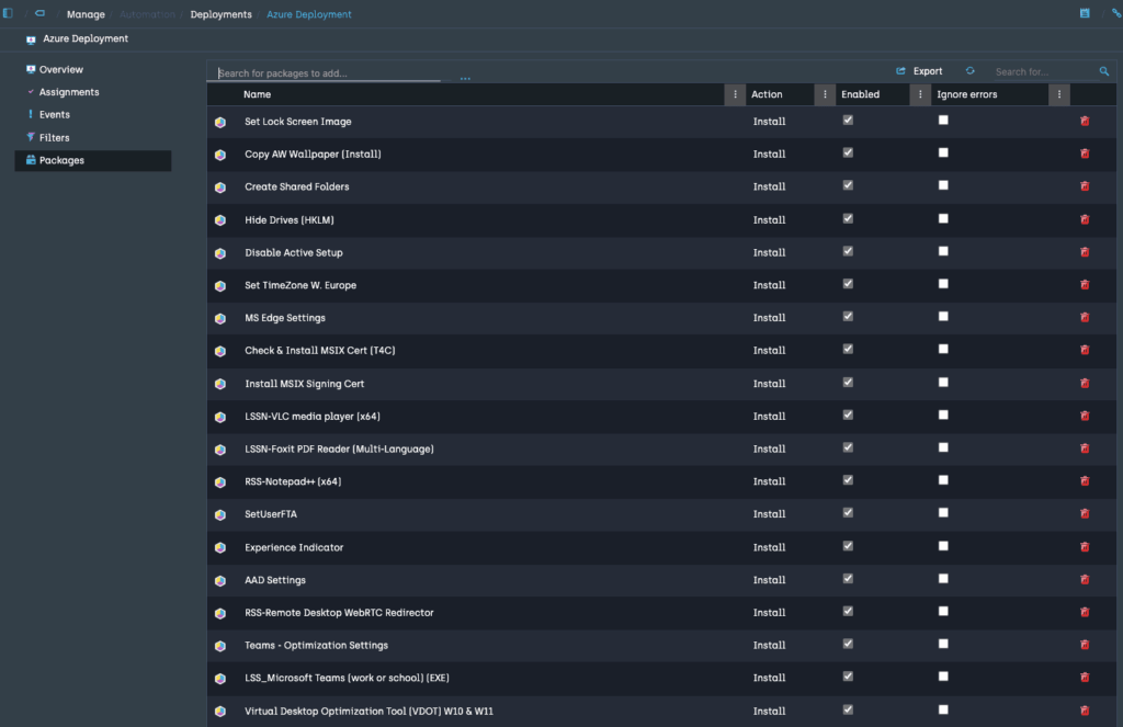 Golden Image for AVD with Packer and Application Workspace: Application Workspace Azure Packages