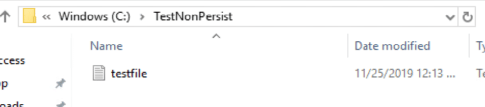 The testfile.txt created in PowerShell