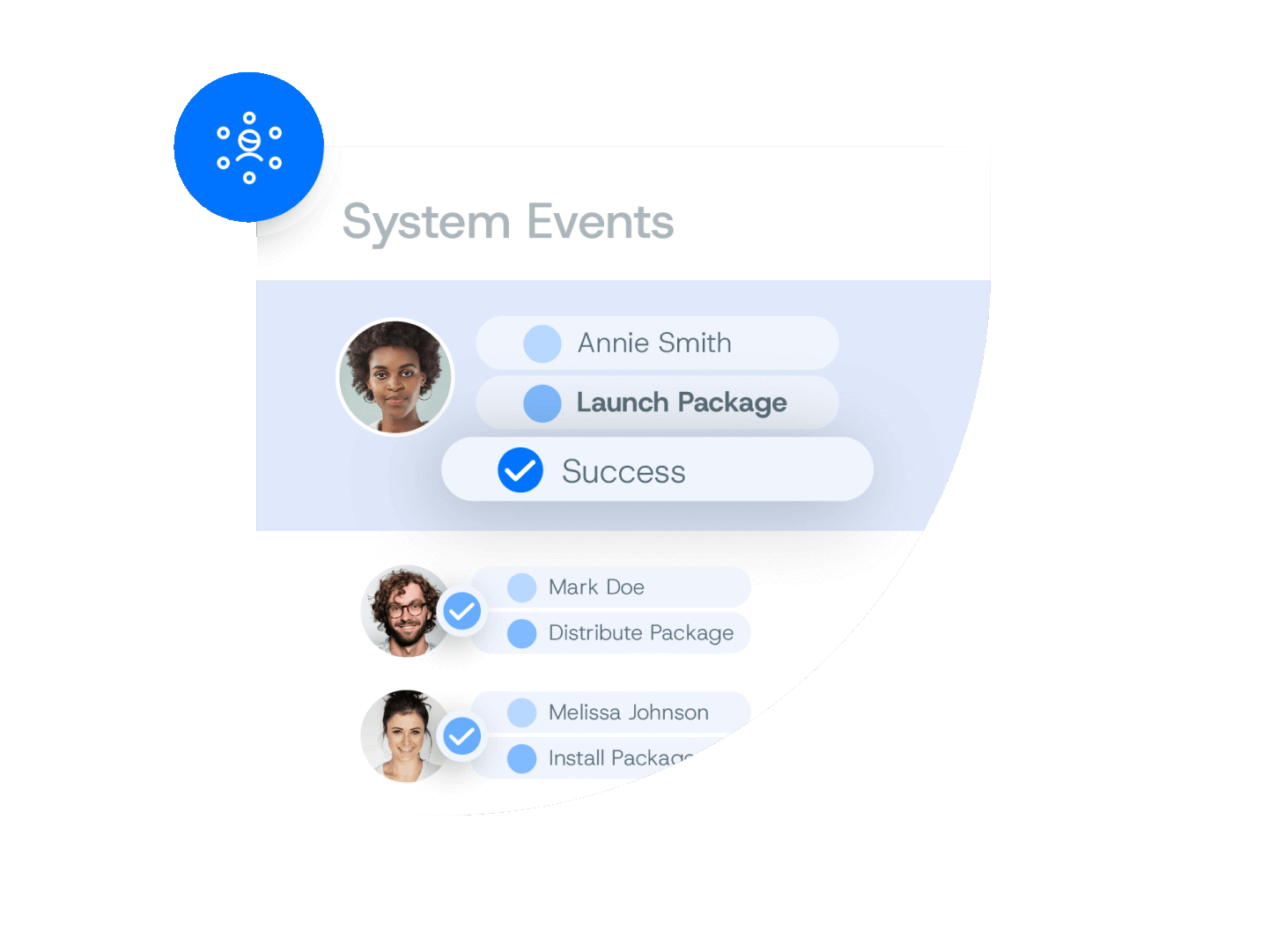 Simplified UI graphics for Application Workspace that show Smart Icons, System Events, Click-to-deploy, Native Ecosystem Fit, etc... that lightly show some benefits of the tool.