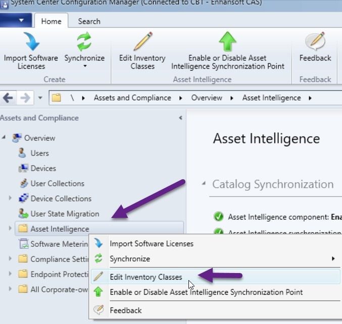 Asset Intelligence - Edit Inventory Classes
