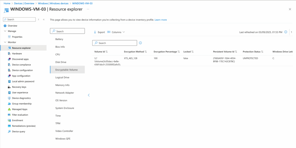 Device Hardware Inventory - Encryption Volume