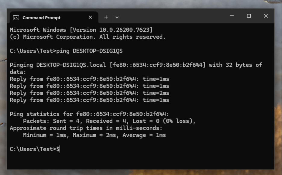 File Sharing for Entra-Joined Devices - Network Connectivity Test