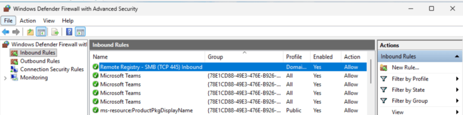 File Sharing for Entra-Joined Devices - Remote Registry Inbound Firewall Rule