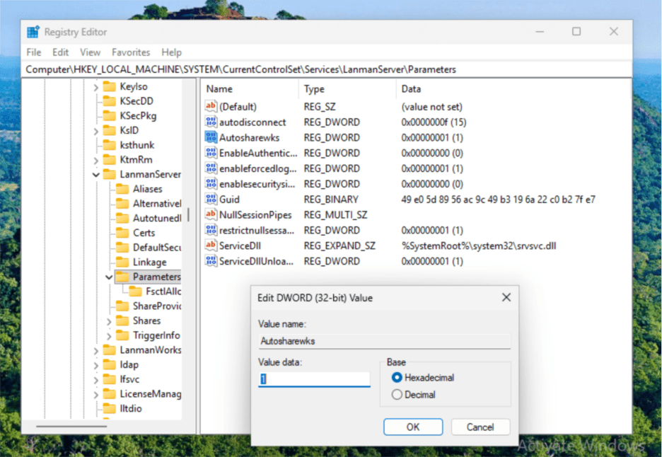 File Sharing for Entra-Joined Devices - AutoShareWks Registry Key