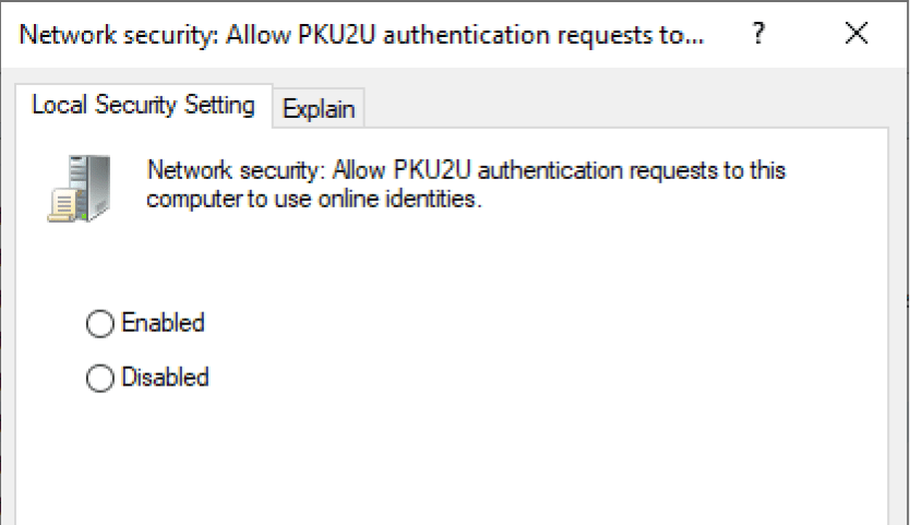 Understanding PKU2U - Network Security Setting