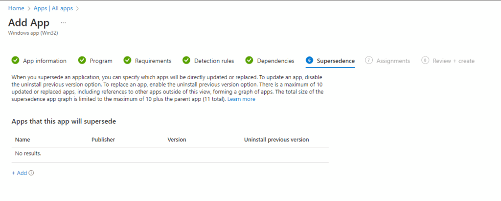 Supersedence screen