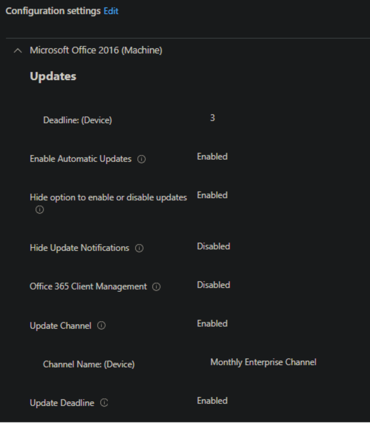 Migrate Microsoft 365 Apps from SCCM to Intune - Configuration Settings 1