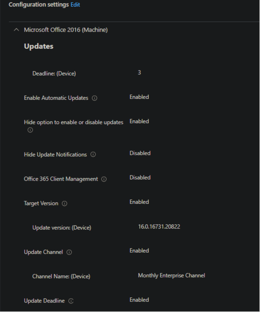 Migrate Microsoft 365 Apps from SCCM to Intune - Configuration Settings 2