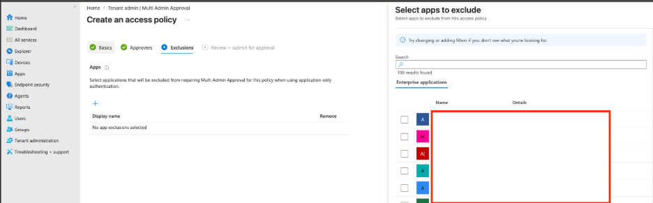 Intune Multi Admin Approval Graph API - App exclusions