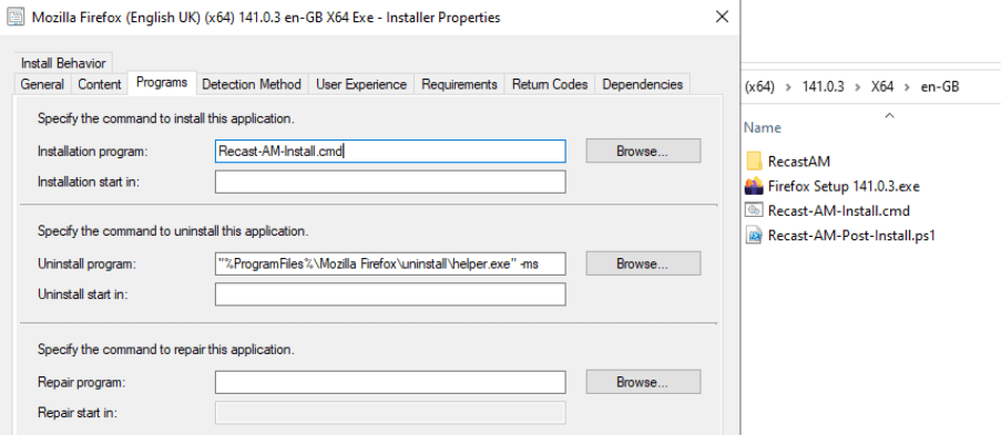 Pre- and Post-Install Actions - RecastAM