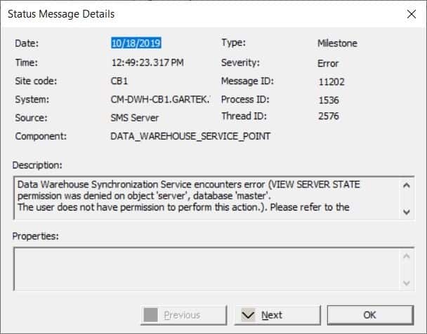 Add Tables to the ConfigMgr Data Warehouse - Status Message Details Add Tables to the ConfigMgr Data Warehouse - Status Message Details