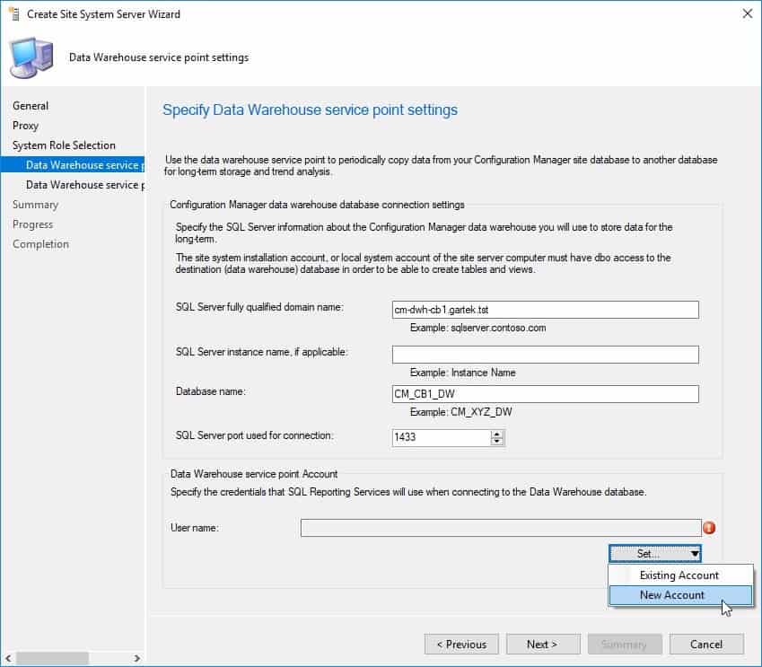 Data Warehouse - New Account