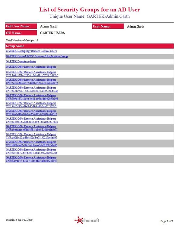 Nested AD Security Groups - List of Security Groups for an AD User - SSRS