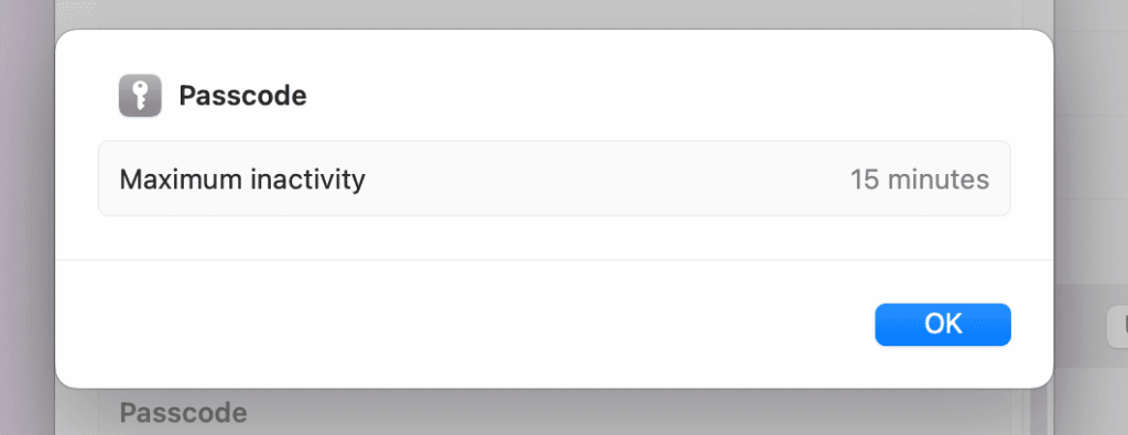 Maximum Inactivity Timer